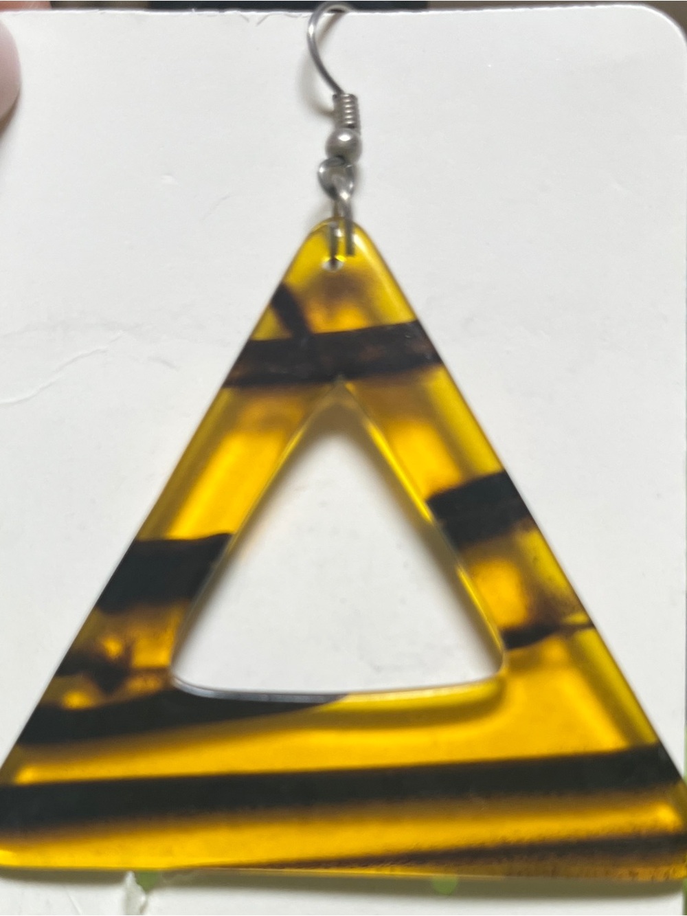 Yellow Tortoiseshell Triangle Drop Earrings - Women